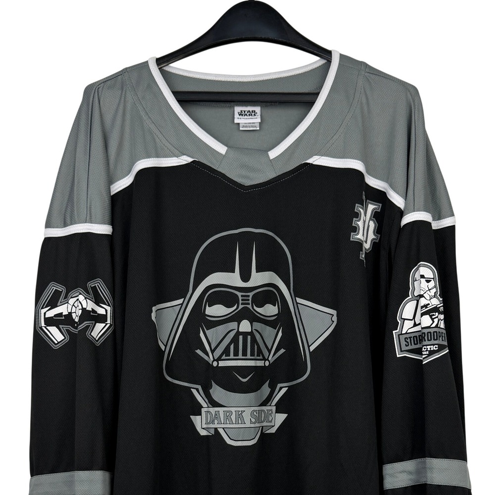 Star Wars Darth Vader Hockey Jersey Mens XL Black Grey Vader 77 Dark Side